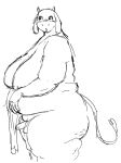 anthro areola balls belly big_breasts biped black_and_white blush boss_monster_(undertale) bovid breasts caprine digital_drawing_(artwork) digital_media_(artwork) fur genitals goat gynomorph half-erect hi_res horn intersex katsfish long_ears mammal mature_anthro mature_gynomorph mature_intersex monochrome nipples nude overweight overweight_anthro overweight_gynomorph overweight_intersex penis sketch small_penis solo tail toriel undertale undertale_(series) white_body white_fur