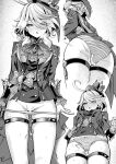  1girl absurdres ahoge ascot ass bar_censor blush bow bow_panties censored cowlick cum cum_on_body cum_on_legs cumdrip drop-shaped_pupils ejaculation full-face_blush furina_(genshin_impact) genshin_impact gloves greyscale hair_between_eyes hat heavy_breathing highres long_hair long_sleeves looking_at_viewer monochrome multicolored_hair nose_blush open_mouth paid_reward_available panties panty_pull penis pulled_by_self standing streaked_hair striped_clothes striped_panties sweat symbol-shaped_pupils thigh_gap thigh_sex thighs top_hat underwear white-paka 