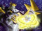  armor black_armor carloromeroart darkknightmon digimoji digimon digimon_adventure:_(2020) feathered_wings glowing glowing_eyes head_wings helmet horns knight patamon scene_reference shoulder_armor signature translation_request wings yellow_eyes 