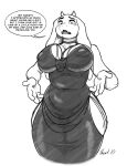 anthro big_breasts blush boss_monster_(undertale) bovid breasts caprine clothed clothing dialogue dress female hi_res horn jewelry mammal solo speech_bubble theart_10 toriel undertale undertale_(series)
