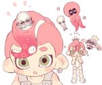  +_+ 1boy agent_8_(splatoon) bodysuit cephalopod_eyes closed_eyes commentary_request crown earrings floating green_eyes highres hoop_earrings jewelry long_hair mei_tyan_n multiple_views non-humanoid_robot octoling octoling_boy octoling_player_character octopus pearl_drone_(splatoon) red_hair robot short_hair simple_background smollusk_(splatoon) sparkle splatoon_(series) splatoon_3 splatoon_3:_side_order standing tentacle_hair tentacles thick_eyebrows white_background white_bodysuit 