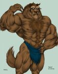 2021 armpit_hair beard beast_(disney) beauty_and_the_beast big_muscles body_hair bottomwear chest_tuft claws clothed clothing disney facial_hair fangs horn jay_shell loincloth male monster muscular smile solo teeth topless tuft