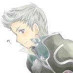  1boy ? armor black_armor collared_cape fire_emblem fire_emblem_fates grey_eyes grey_hair light_smile lowres male_focus quiff ritsuki_feif shoulder_armor silas_(fire_emblem) 