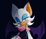 absurd_res anthro armwear bat breasts cleavage clothed clothing elbow_gloves eyeshadow female fur gloves handwear hi_res lipstick makeup mammal nari-belart narrowed_eyes rouge_the_bat sega signature solo sonic_the_hedgehog_(series) white_body white_fur wings