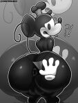 anthro anus balls big_butt black_body butt clothing disney genitals girly hat headgear headwear hi_res huge_butt male mammal mickey_mouse monochrome mouse murid murine rodent solo tail thedeathcrow05 thick_thighs thong underwear