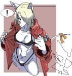  ! 2021 anthro blonde_hair border bra burmecian clothing female final_fantasy final_fantasy_ix freya_crescent hair high-angle_view humanoid jacket mammal portrait red_background ribbons rodent simple_background sketch snout solo square_enix thong three-quarter_portrait topwear underwear video_games watatanza white_body white_border 