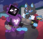 adventure_peely animated anthro city city_background detailed_background duo epic_games female fortnite hi_res highwire intersex intersex/intersex lil_split male pack_leader_highwire plant raven_team_leader short_playtime shrub spying zolnix