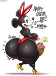 anthro big_butt black_body black_eyes breasts bunny_costume butt clothing costume disney easter easter_egg egg female footwear hi_res holidays huge_butt minnie_mouse rabbit_ears rear_view scut_tail shoes short_tail solo tail thedeathcrow05 thick_thighs