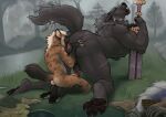 2024 all_fours anal anthro anthro_on_anthro anus arched_back armor backsack balls barazoku biceps big_balls big_butt big_muscles big_penis blaidd_(elden_ring) butt butt_grab butt_squish canid canine canis claws clothing detailed_background digitigrade duo elden_ring erection eyes_closed fog fromsoftware fur genitals grass hand_on_butt hi_res huge_muscles humanoid_genitalia humanoid_penis hyena kneeling licking looking_pleasured male male/male mammal melee_weapon motion_blur motion_lines muscular muscular_anthro muscular_male nipples nude oral pawpads penis perineum plant rimming river scar sex size_difference small_dom_big_sub spotted_hyena squish sword tail tail_motion tailwag tambangwoof teeth thick_thighs tongue tongue_out tree triceps tuft water weapon wolf