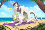  all_fours anthro beach doggystyle dragon duo felid from_behind_position lion lunalei male male/male mammal mojito_(novusnova) monarch_(pwpwpw) pantherine public seaside sex 