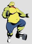  2019 amphibian anthro belly bottomwear clothed clothing digital_media_(artwork) dumbbell falcon_mccooper fingerless_gloves footwear frog gesture gloves grey_background handwear looking_at_viewer male moobs musclegut muscular muscular_anthro muscular_male navel neckerchief nintendo nipples overweight overweight_anthro overweight_male pants shoes simple_background slippy_toad smile solo standing star_fox thumbs_up toad_(frog) topless topless_male video_games weights 