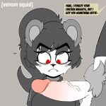 absurd_res angry animal_humanoid anthro balls bear big_penis bodily_fluids breasts clothed clothing dialogue digital_media_(artwork) duo english_text erection fangs female flashing fur genital_fluids genitals hair hi_res huge_penis humanoid humanoid_genitalia humanoid_penis imminent_sex long_hair looking_at_genitalia looking_at_penis looking_down male male/female mammal mammal_humanoid meilo_(venomsquid) penile penis ponytail precum pubes red_eyes satsujin_(venomsquid) simple_background teeth text topwear venomsquid