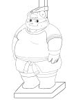  2021 alp_(tas) anhrmgzo anthro bodily_fluids clothing giant_panda hat headgear headwear hi_res kemono male mammal overweight overweight_male shirt sketch solo sweat tokyo_afterschool_summoners topwear ursid video_games 