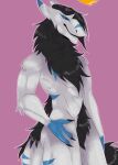 anonymous_artist chest_tuft claws crown hair headgear hi_res king_chulapa male narrowed_eyes neck_tuft pubes sergal smile solo tail tuft unknown_artist