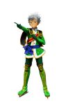  1boy boots dark-skinned_male dark_skin full_body gloves green_footwear green_gloves green_jacket green_pants grey_hair hand_on_own_chest highres ice_skates jacket king_of_prism king_of_prism:_shiny_seven_stars long_sleeves looking_at_viewer male_focus nishina_kazuki official_art open_mouth pants pointing pretty_rhythm pretty_series sash second-party_source short_hair shoulder_sash simple_background skates smile solo spiked_hair standing tachi-e thigh_boots transparent_background 