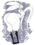2024 arched_back big_butt breasts butt crawlything crawlything_(character) cyclops digital_drawing_(artwork) digital_media_(artwork) dripping english_text featureless_legs female hi_res humanoid looking_back monochrome monster mouthless simple_background solo text thick_thighs