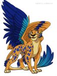  ariellamay_(artist) blue_body blue_feathers blue_fur blue_spots disney elena_of_avalor feathered_wings feathers felid feral fur jaquin male mammal skylar_(elena_of_avalor) solo spots spotted_body spotted_fur wings yellow_body yellow_fur 