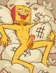  &lt;3 balls bodily_fluids cube_(object) cum for_a_head genital_fluids genitals humanoid male money_bag nipples not_furry object_head penis solo the_heist tongue tongue_out unknown_artist unusual_genitalia unusual_penis yellow_(the_heist) yellow_body yellow_skin 