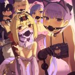  5girls artoria_pendragon_(fate) bare_shoulders bb_(fate) black_hair blonde_hair breasts cad_(caddo) fate/grand_order fate_(series) helena_blavatsky_(fate) highres ishtar_(fate) large_breasts long_hair looking_at_viewer multiple_girls nero_claudius_(fate) purple_hair queen_draco_(fate) santa_alter small_breasts 