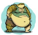 amphibian anthro belly belly_overhang big_belly clothed clothing comerboy75 frog green_body green_skin hi_res human human_to_anthro male mammal markings mid_transformation moobs motion_lines navel obese obese_anthro obese_male open_mouth overweight overweight_anthro overweight_male solo species_transformation spots spotted_body spotted_skin standing thick_thighs torn_clothing transformation weight_gain worried