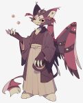 absurd_res anthro asian_clothing clothed clothing demon dice domestic_cat east_asian_clothing felid feline felis hat hazbin_hotel headgear headwear hi_res husk_(hazbin_hotel) japanese_clothing kimono male mammal omumorning solo tail wings