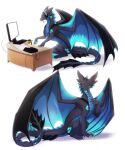  2021 ambiguous_gender blue_eyes claws digital_media_(artwork) dragon feral hi_res horn looking_at_viewer membrane_(anatomy) membranous_wings scales scalie silvyr smile solo spines western_dragon wings 