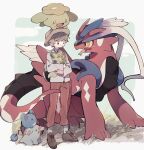 absurd_res ambiguous_gender ancient_pokemon carrying_another clothed clothing feral florian_(pokemon) generation_2_pokemon generation_9_pokemon group hat headgear headwear hi_res human koraidon legendary_pokemon male mammal marill nintendo omumorning on_head paradox_pokemon phanpy pokemon pokemon_(species) skiploom sprigatito