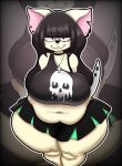 alternative_fashion anthro big_breasts bottomwear breasts canid canine canis chihuahua clothed clothing cross domestic_dog female goth hi_res knife mammal melanie_(thedeathcrow05) shirt skirt slightly_chubby solo thedeathcrow05 thick_thighs topwear toy_dog white_body
