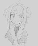  1girl antenna_hair cardcaptor_sakura hair_bobbles hair_ornament kinomoto_sakura kurobeko_(kur0bek0) looking_at_viewer monochrome necktie open_mouth sailor_collar school_uniform shirt short_hair sketch solo tomoeda_elementary_school_uniform traditional_media upper_body 