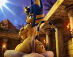  3d_(artwork) absurd_res animal_crossing ankh ankha_(animal_crossing) anthro breasts butt daws19 digital_media_(artwork) domestic_cat duo erection felid feline felis female female_focus female_on_human first_person_view genitals half-closed_eyes hi_res hot_dogging human human_on_anthro interspecies looking_at_viewer looking_back male male/female male_on_anthro mammal narrowed_eyes nintendo nipples nude outside penis side_boob solo_focus sun video_games 