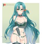  1girl absurdres aqua_hair braid breasts chloe_(fire_emblem) fire_emblem fire_emblem_engage fire_emblem_heroes green_eyes highres large_breasts lilshironeko lingerie panties side_braid smile solo teardrop_earrings thighhighs underwear 