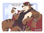 abs anthro cinnahipster controller fur game_controller hi_res kyo_(kiasano) male mammal muscular muscular_anthro muscular_male mustelid nipple_piercing nipples otter pecs piercing solo stripes