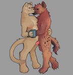 absurd_res anthro breasts duo felid female frottage_in_slit hi_res hyena lion male male/female mammal morning_sex pantherine sex standing standing_sex voidpunked