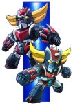  character_request chibi clenched_hands dual_persona grendizer grendizer_(grendizer_u) grendizer_u highres horns looking_at_viewer mazinger_(series) mecha mecha_focus nagai_gou_(style) no_humans redesign retro_artstyle robot science_fiction super_robot taiga_hiroyuki ufo_robo_grendizer weapon yellow_eyes 
