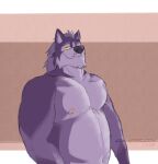  amarox amarox_(character) anthro belly big_biceps canid canine canine_teeth canis digital_drawing_(artwork) digital_media_(artwork) hair hi_res looking_at_viewer male mammal musclegut muscular sketch smile solo standing wolf 