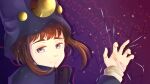  1girl absurdres blue_eyes boogiepop boogiepop_(character) brown_hair cloak closed_mouth commentary_request hat highres huge_filesize jauntah long_sleeves miyashita_touka short_hair smile smug solo string 