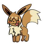  2024 ambiguous_gender blush blush_stickers cute_fangs dipstick_tail eevee feral feral_with_hair generation_1_pokemon hair happy jackrabbit_(artist) markings munchkin_(jackrabbit) nintendo pokemon pokemon_(species) shaded simple_shading solo standing sticker_pack tail tail_markings 