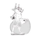  anthro breasts canid canine corsac_fox digital_media_(artwork) dreamworks female fox fur hi_res junyois kung_fu_panda looking_at_viewer mammal monochrome nipples nude open_mouth simple_background sketch smile solo tail true_fox white_background zhen_(kung_fu_panda) 