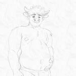 amarox anthro belly bovid bovine cattle digital_drawing_(artwork) digital_media_(artwork) hi_res holding_belly male mammal maxwell_(amarox) navel sketch slightly_chubby solo standing