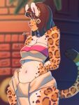  anthro breasts brown_hair chel clothed clothing dreamworks felid female fur hair hi_res jaguar kitzy_(character) luxarman mammal midriff navel pantherine solo spots spotted_body spotted_fur the_road_to_el_dorado yellow_eyes 