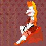  anthro aster_greentea blush choker clothed clothing dark_sclera drop_shadow femboy fully_clothed generation_8_pokemon hands_between_legs hi_res jewelry looking_at_viewer male male/male necklace nintendo one_leg_up pokemon pokemon_(species) raised_leg scorbunny side_view solaris_(btwalexhere) solo yellow_eyes 