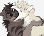  bite brown_body brown_fur canid canine canis claws countershade_face countershade_fur countershade_neck countershading domestic_dog duo fangs feral fur hi_res inner_ear_fluff kaburion kemono male mammal paws teeth tuft 