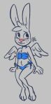  2024 angel angel_gabby angel_hare angel_hare_(the_east_patch) anthro back_wings biped butt clothed clothing eyebrows feathered_wings feathers female freckled_butt freckled_face freckles front_view hare head_tuft lagomorph leporid looking_aside mammal simple_background sitting solo soulcentinel spot_color swimwear the_east_patch tuft wings 