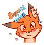  alpha_channel ambiguous_gender anthro canid canine ear_piercing ear_ring fox foxette fur heart_symbol humanoid male mammal mr.fox(foxette) open_mouth orange_body orange_fur piercing red_fox ring_piercing smile solo spanish_text sparkles sticker text true_fox yellow_eyes 