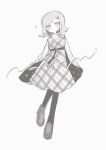  1girl :o alternate_costume apron az1199 belt belt_buckle blush_stickers bored buckle character_name collared_shirt commentary_request danganronpa_(series) danganronpa_2:_goodbye_despair fashion full_body greyscale hair_ornament hairclip high-waist_skirt high_belt highres lace-trimmed_collar lace_trim loafers long_sleeves looking_at_viewer miniskirt monochrome motion_lines nanami_chiaki pantyhose parted_lips plaid plaid_apron shirt shoes short_hair simple_background skirt solo star_(symbol) star_print studded_belt white_background 