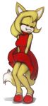  anthro bottomwear canid canine clothed clothing female fox hi_res mammal marsminer raised_bottomwear raised_clothing raised_skirt sega skirt solo sonic_boom sonic_the_hedgehog_(series) zooey_the_fox 