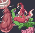 anthro anus areola bodily_fluids breasts butt cum duo erection ever_oasis female genital_fluids genitals hi_res lizard male male/female miura nintendo nipples non-mammal_breasts nude pata penetration penis pussy reptile scalie sex simple_background vaginal vaginal_penetration