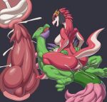  anthro anus areola bodily_fluids breasts butt cum duo erection ever_oasis female genital_fluids genitals hi_res lizard male male/female miura nintendo nipples non-mammal_breasts nude pata penetration penis pussy reptile scalie sex simple_background vaginal vaginal_penetration 
