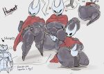  2024 anthro arthropod big_breasts bottom_heavy breasts cape clothing convenient_censorship curvy_figure digital_media_(artwork) female gikowinko hi_res hollow_knight hornet_(hollow_knight) huge_hips huge_thighs melee_weapon restrained solo sword team_cherry thick_thighs under_boob voluptuous weapon wide_hips 