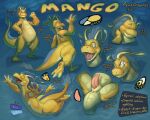  anthro anus aquatic_dragon belly big_belly big_butt branded butt dragon dragonite english_text exclamation_point eye_glint feet fin generation_1_pokemon genitals gesture halo-pano head_fin looking_at_viewer looking_back looking_back_at_viewer male marine membrane_(anatomy) model_sheet mythological_creature mythological_scalie mythology nintendo open_mouth penis pokemon pokemon_(species) scalie slit_(disambiguation) smile tail tail_fin text toes underwater water waving webbed_feet webbed_hands wide_eyed 